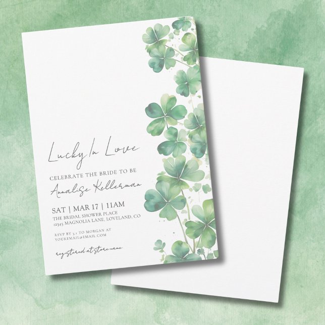 Invitation Chanceux en amour : Fête de mariage pour la Saint- (Lucky In Love St. Patrick's Day Bridal Shower Invitation)