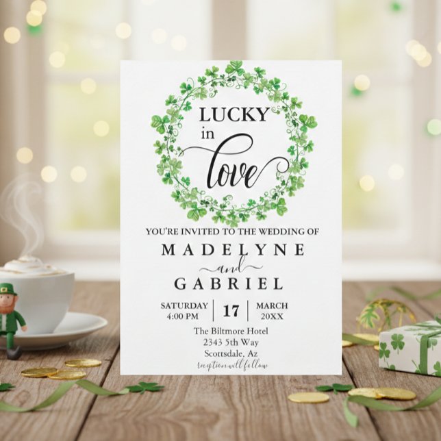 Invitation Chanceux en amour Mariage Saint-Patrick Trèfle  (Créateur téléchargé)