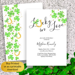 Invitation Chanceux en amour Mariage Shamrock et Fers à Cheva