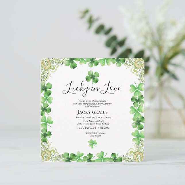 Invitation Chanceux en amour Saint-Patrick Trèfle irlandais (Debout devant)