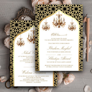 Invitation Chandelier antique Black Gold Mariage musulman