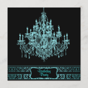 Invitation Chandelier Bleu sarcelle Anniversaire Femme Tout â