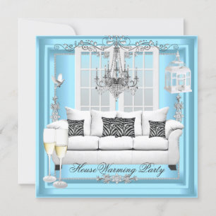 Invitation Chandelier Bleu Sarcelle Blanc Champagne pour la C