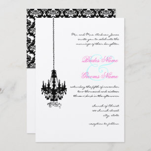 Invitation Chandelier de ferme victorien Mariage damassé