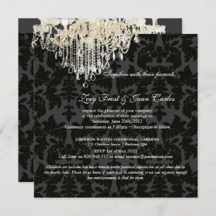 Invitation Chandelier en cristal PixDezines + Damask baroque