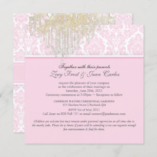 Invitation Chandelier en cristal PixDezines + Damask Moiré