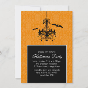 Invitation Chandelier et chauves-souris fête d'Halloween