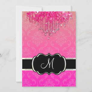 Invitation Chandelier framboise PixDezines+Damask Vendome/5x7