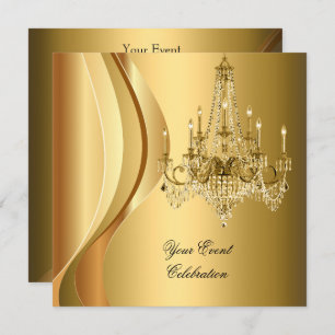 Invitation Chandelier Gold Elegant Party