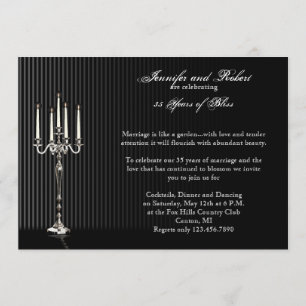 Invitation Chandelier gothique à rayures pour mariage et anni