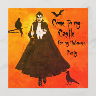 Invitation Chandelier Halloween Dracula's Castle Cloak Candle