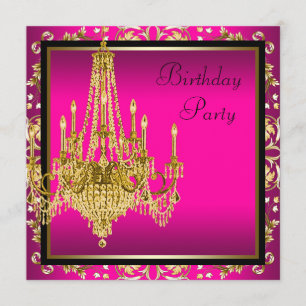 Invitation Chandelier Hot Rose Gold Damask Anniversaire