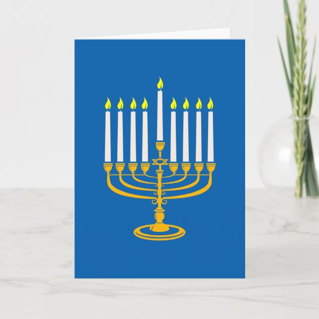 Invitation chandelier jaune hanukkah juif impression (Devant)