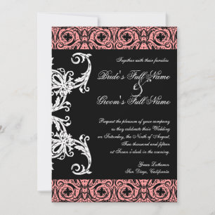 Invitation Chandelier noir et blanc Mariage damassé Invitatio
