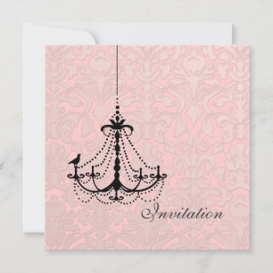 Invitation Chandelier noir PixDezines + Oiseau