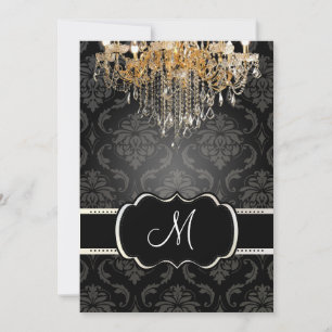 Invitation Chandelier PixDezines Gold+Damask Vendome/ 5x7