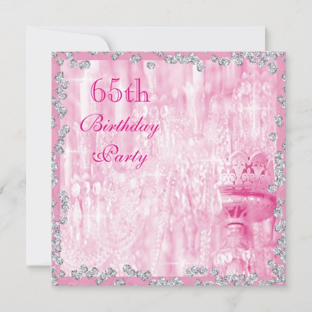 Invitation Chandelier Rose & Diamants 65e Anniversaire (Devant)