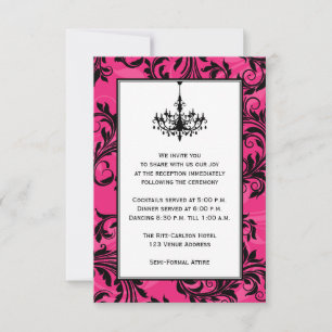 Invitation Chandelier rose noir blanc Mariages Insertion