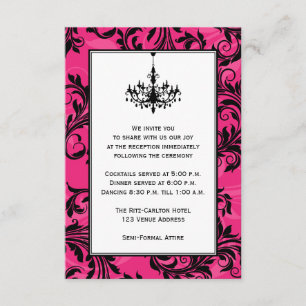 Invitation Chandelier rose noir blanc Mariages Insertion