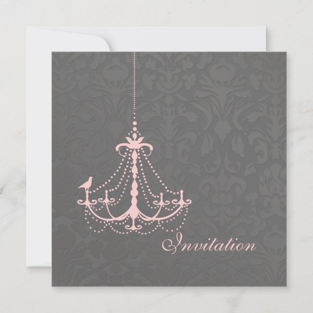 Invitation Chandelier rose PixDezines+Damask Flora (Devant)