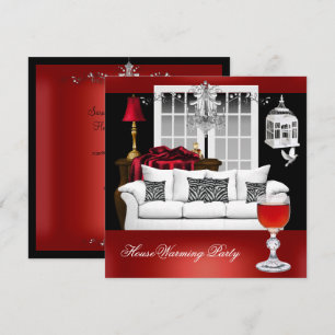 Invitation Chandelier Rouge Blanc Noir pour la Crémation de M