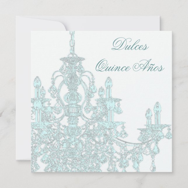 Invitation Chandelier Teal Quinceanera (Devant)