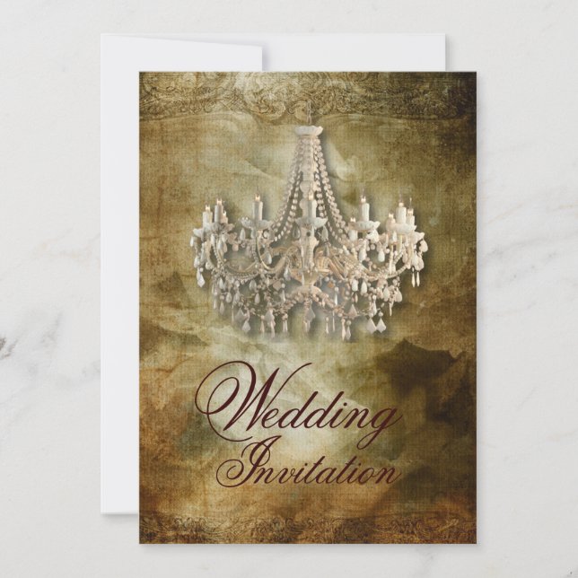 Invitation chandelier vintage à vapeur rustique mariage (Devant)