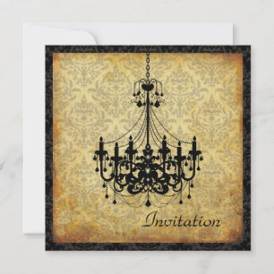 Invitation Chandelier Vintage PixDezines+damask, parchemin