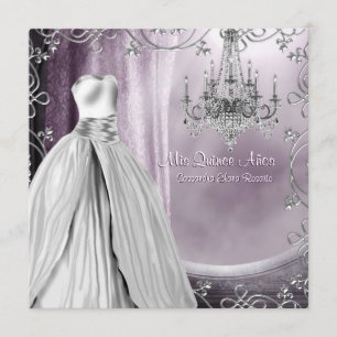 Invitation Chandelier Violet Lavande Quinceanera Violet