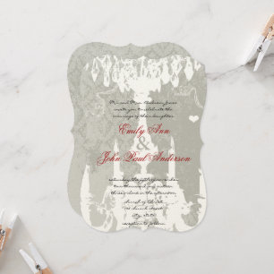 Invitation Chandeliers blancs sur Mariage Cloud argenté