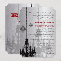 Chandeliers en argent rouge et noir Mariage damass