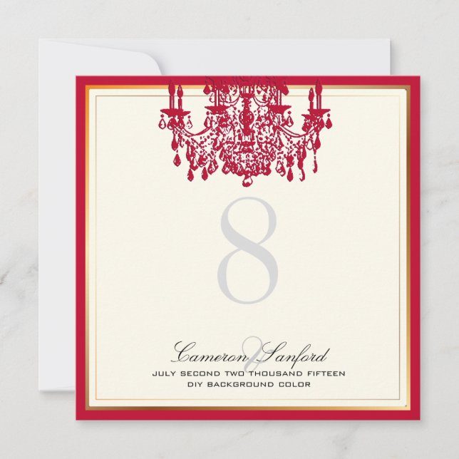 Invitation Chandeliers/numéros de table rouges PixDezines (Devant)