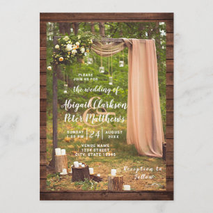Invitation Chandelles de bocal en bois rustique Mariage