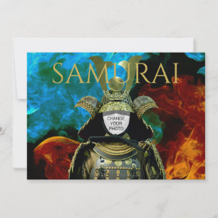 Invitation Changeable Votre Photo, Casque Samurai