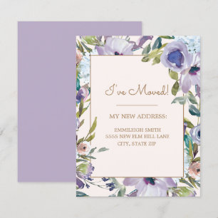 Invitation Changement d'adresse floral élégant violet verdure