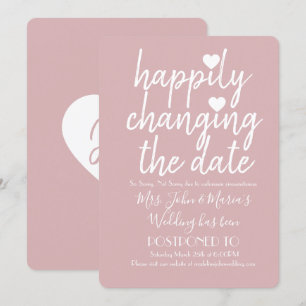 Invitation Changement de date de mariage rose tendre avec bon