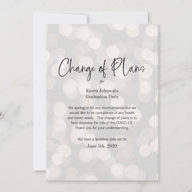 Invitation Changement de date Événement professionnel ou pers (Devant)