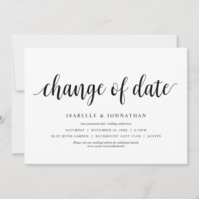 Invitation Changement de date, Mariage Changement de date (Devant)