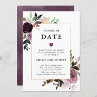 Changement de date Purple Mauve rose Mariage flora
