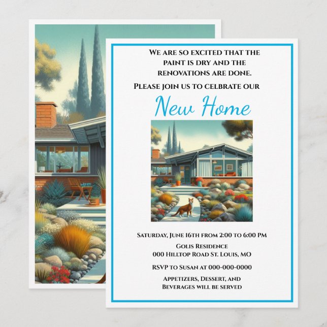 Invitation Changement de maison Moderne du Milieu du Siècle (Devant / Derrière)
