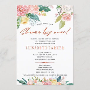 Invitation Changement de plan baby shower floral rose par la 