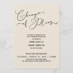 Invitation Changement de plan, Elegant Cream Nouvelle date Ma