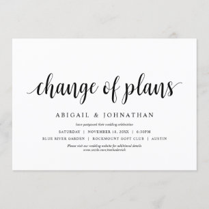 Invitation Changement de plan, Mariage Modifier la date