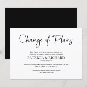Invitation Changement de plans Annonce de report de mariage