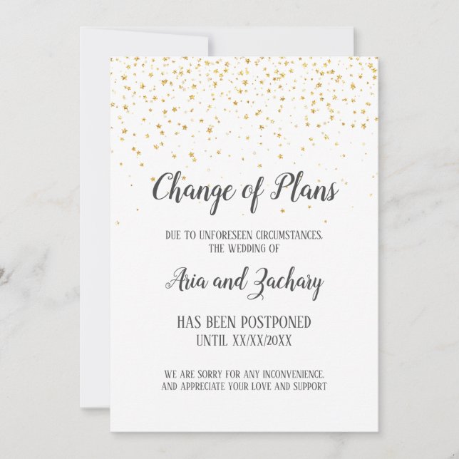 Invitation Changement de plans de mariage à calligraphie avec (Devant)