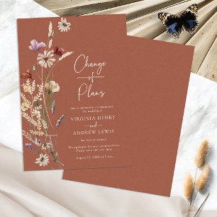 Invitation Changement de plans floral terracotta