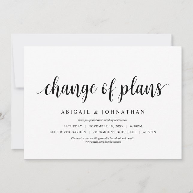 Invitation Changement de plans, Mariage Changer la date (Devant)
