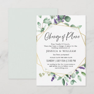 Invitation Changement De Plans Reporté Eucalyptus Lavande