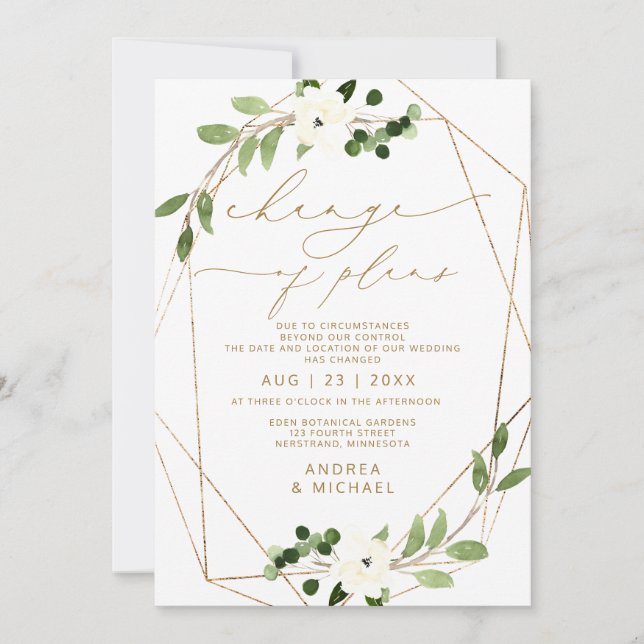 Invitation Changement de reports de mariage géométrique (Devant)