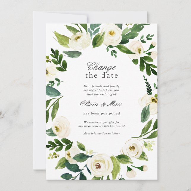 Invitation Changement de verdure Report de la date du mariage (Devant)